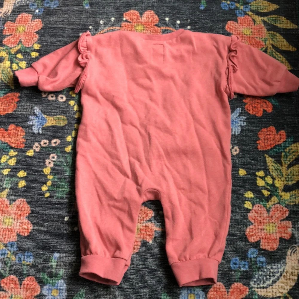 Baby Gap Pink Ruffle Sweatsuit Romper, 3-6 Months